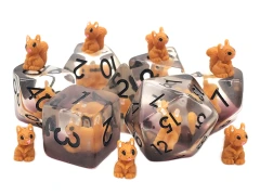 Old School 7 piece DnD RPG Dice Set: Squirrel - Brown